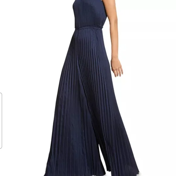 Michael Kors Navy Blue Pleated Jumpsuit - Picture 2 of 11